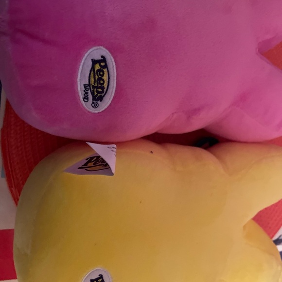 Easter “Peeps” plush set of 2 (pink/ yellow ) great for Easter baskets .8.5 inch - Picture 2 of 3